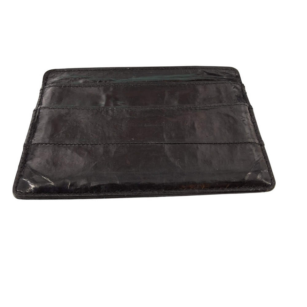 Vintage Black Eel Skin Card Holder Minimalist Slim Wallet Paneled Unisex